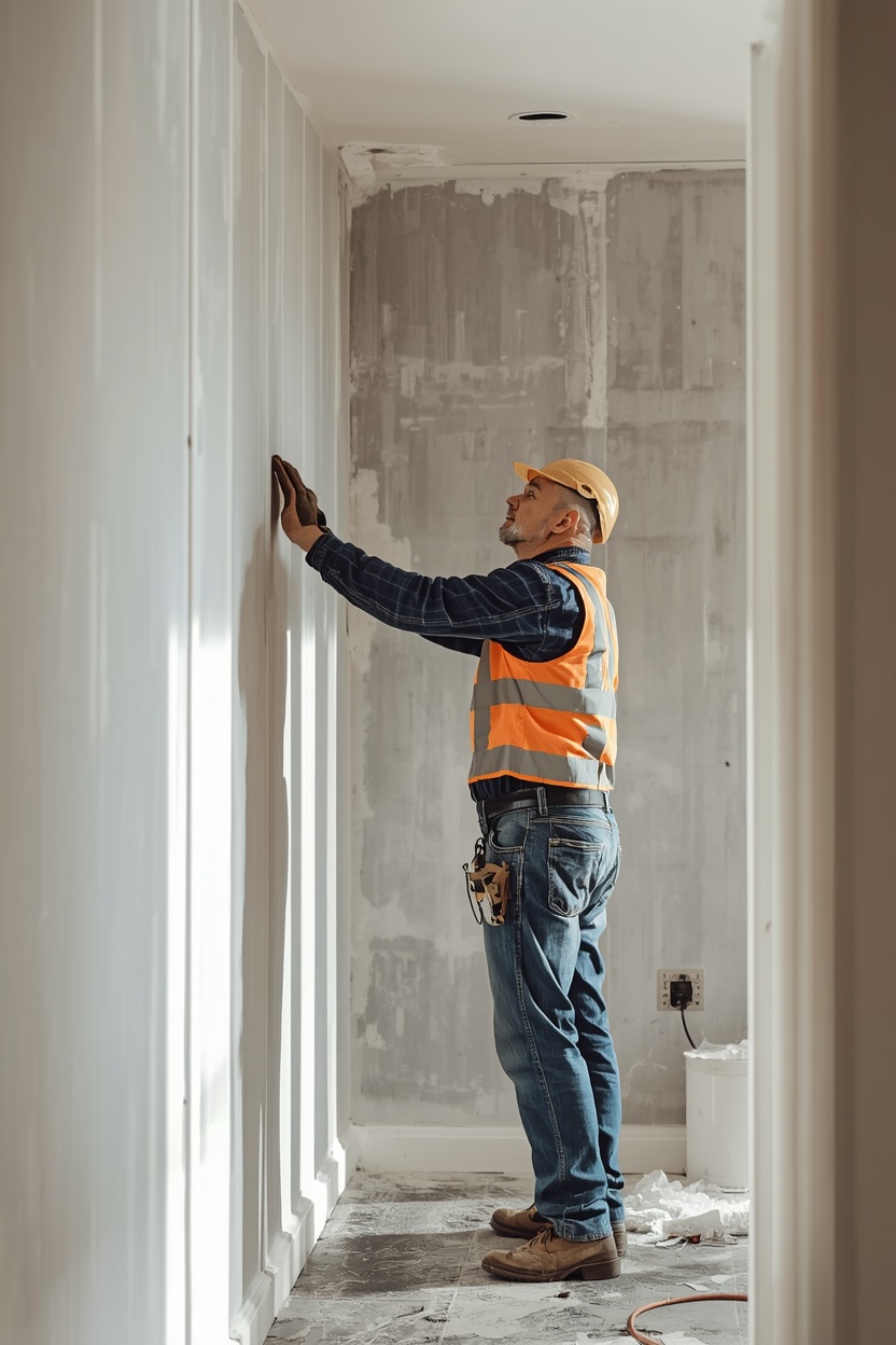 Drylining Maidstone contractor at work on a plasterboard wall